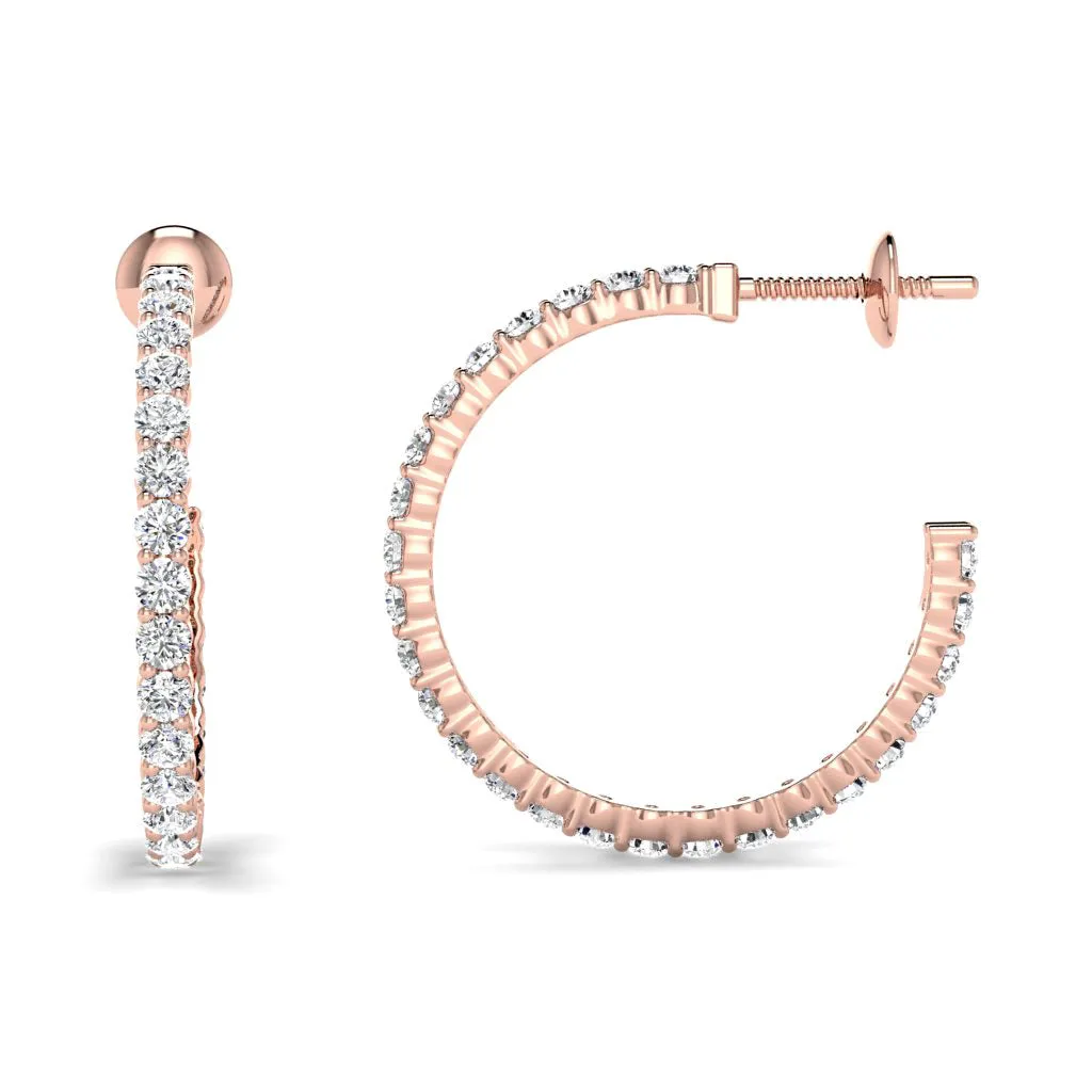 0.75-1.50  CT Round Cut Diamonds - Hoop Earrings
