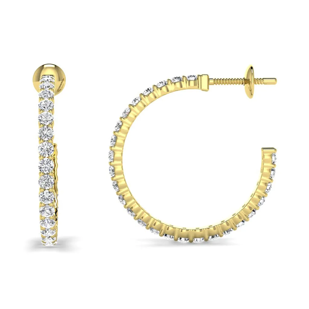 0.75-1.50  CT Round Cut Diamonds - Hoop Earrings