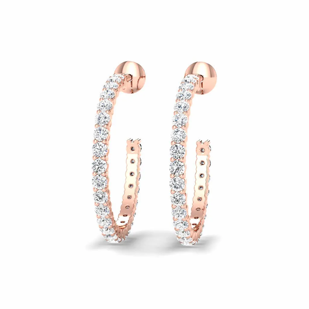 0.75-1.50  CT Round Cut Diamonds - Hoop Earrings