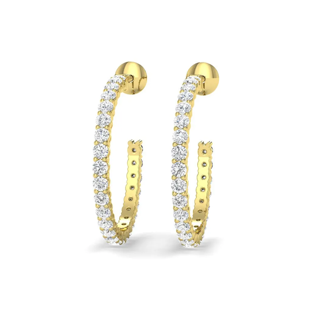 0.75-1.50  CT Round Cut Diamonds - Hoop Earrings