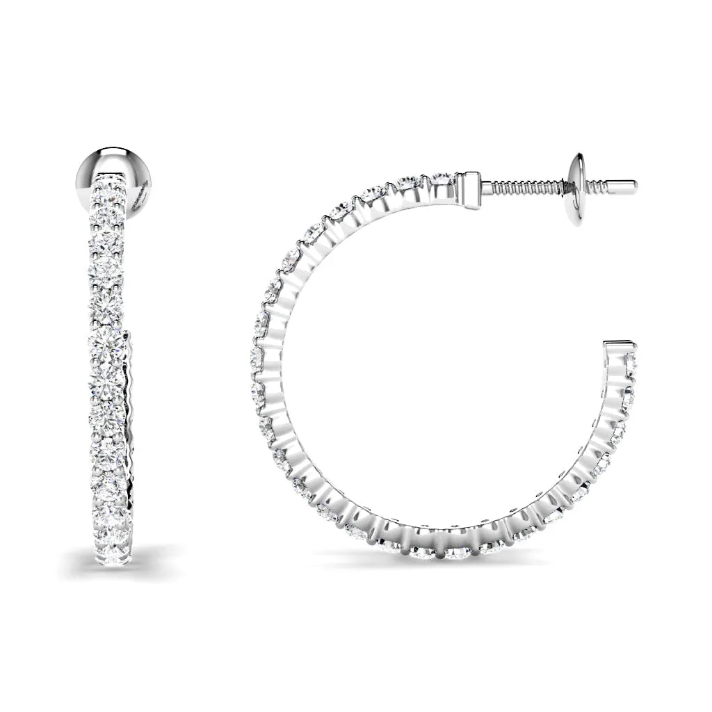 0.75-1.50  CT Round Cut Diamonds - Hoop Earrings