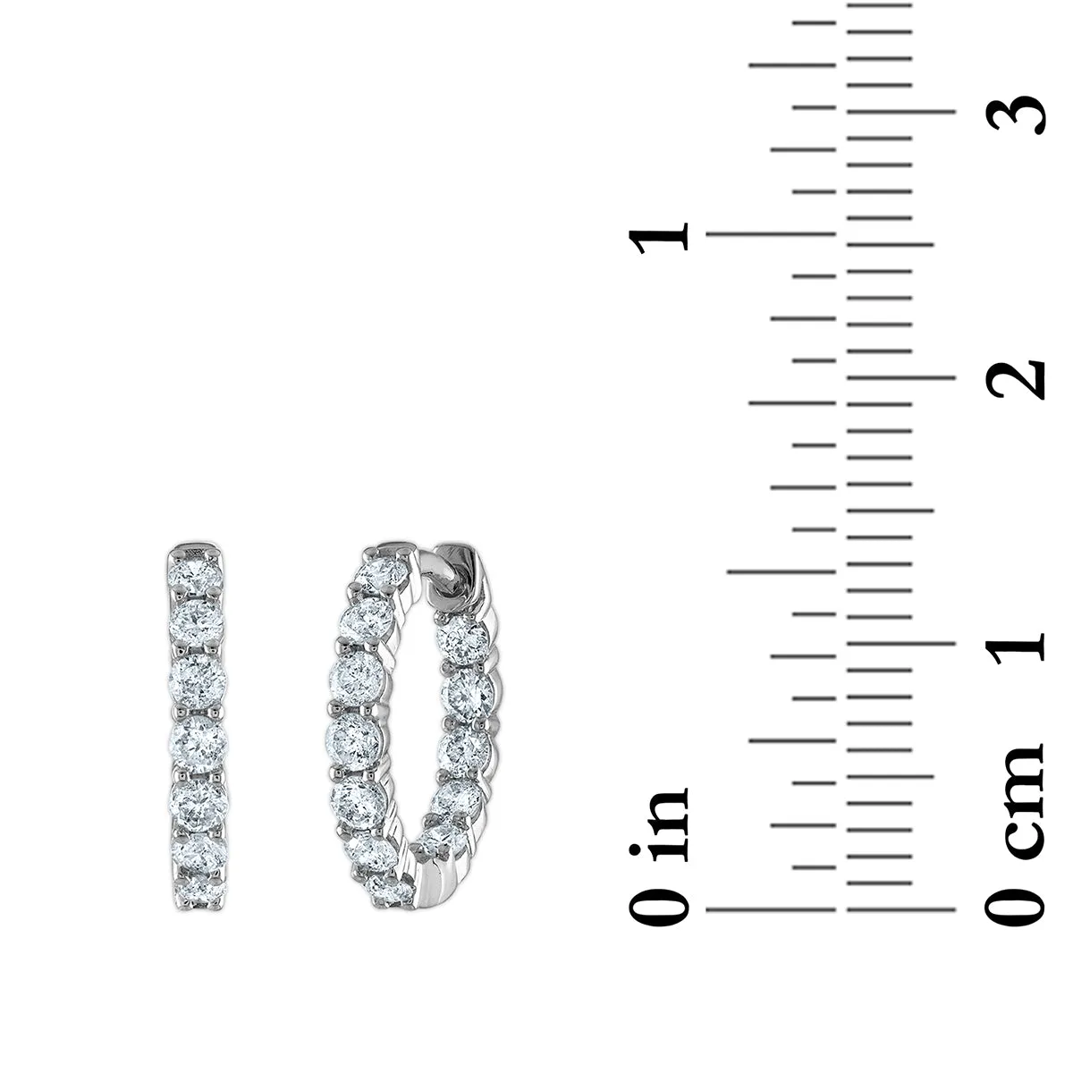 1 CTW Natural Diamond Hoop In & Out Earrings in 10KT White Gold