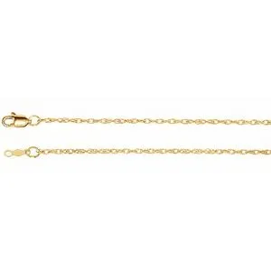 10K Yellow 1.5 mm Solid Rope 16" Chain with Lobster Clasp