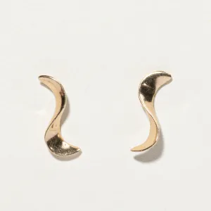 10k Yellow Gold Wavy Drop Earrings