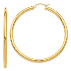 14K 3MM Large Tube Hoop Earrings
