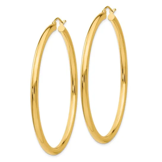 14K 3MM Large Tube Hoop Earrings