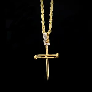 14K Nail Cross Pendant