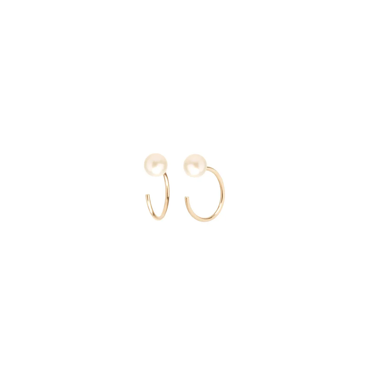 14k Pearl Reverse Huggie Hoop Earrings