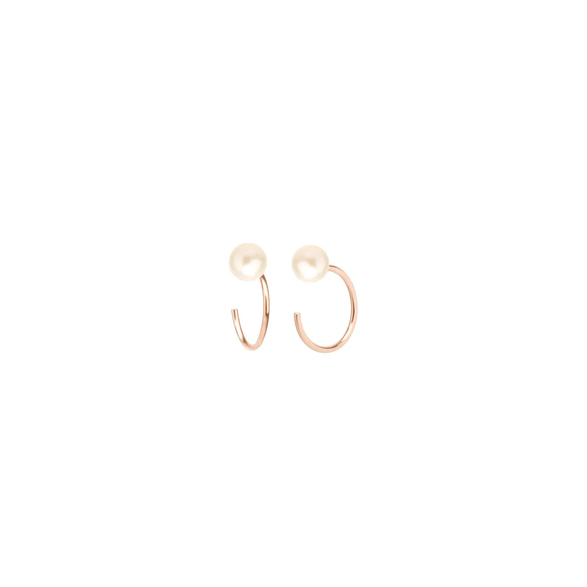 14k Pearl Reverse Huggie Hoop Earrings