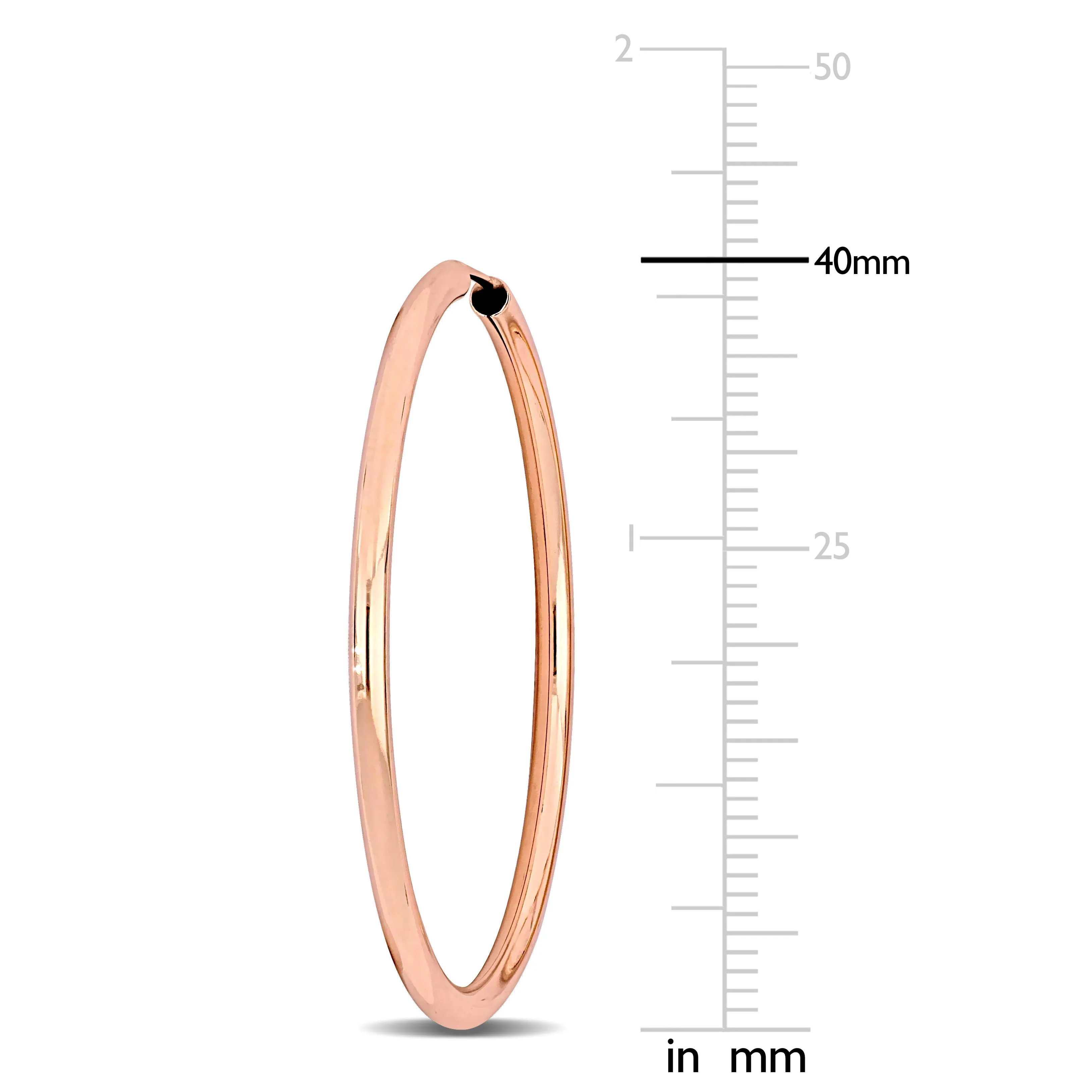 14K Pink Gold 40MM Hoop Earrings 2mm Wide