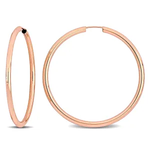 14K Pink Gold 40MM Hoop Earrings 2mm Wide
