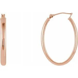 14K Rose 20 mm Oval Hoop Earrings