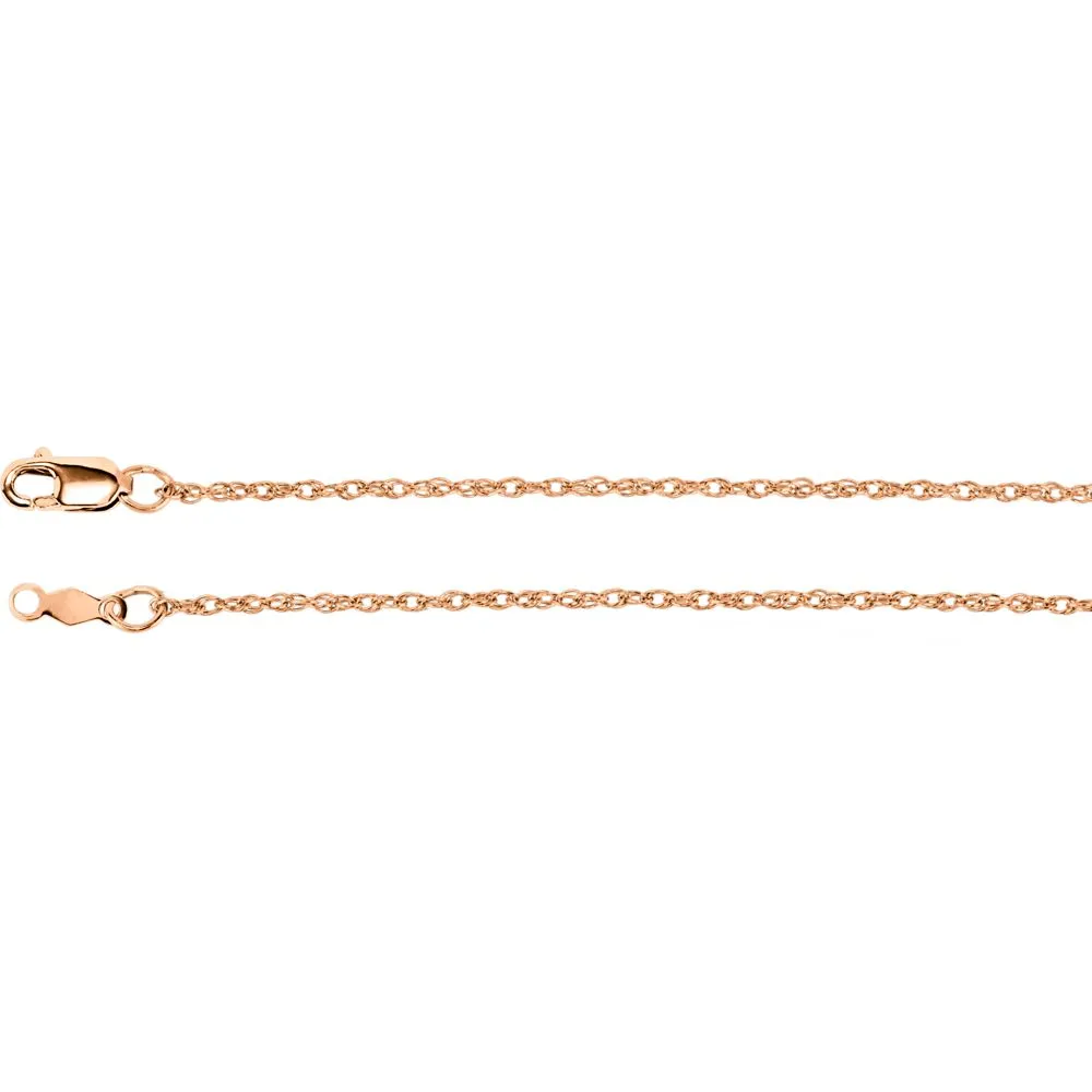 14k Rose Gold 1.25mm Rope 20" Chain