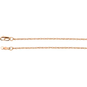 14k Rose Gold 1.25mm Rope 20" Chain