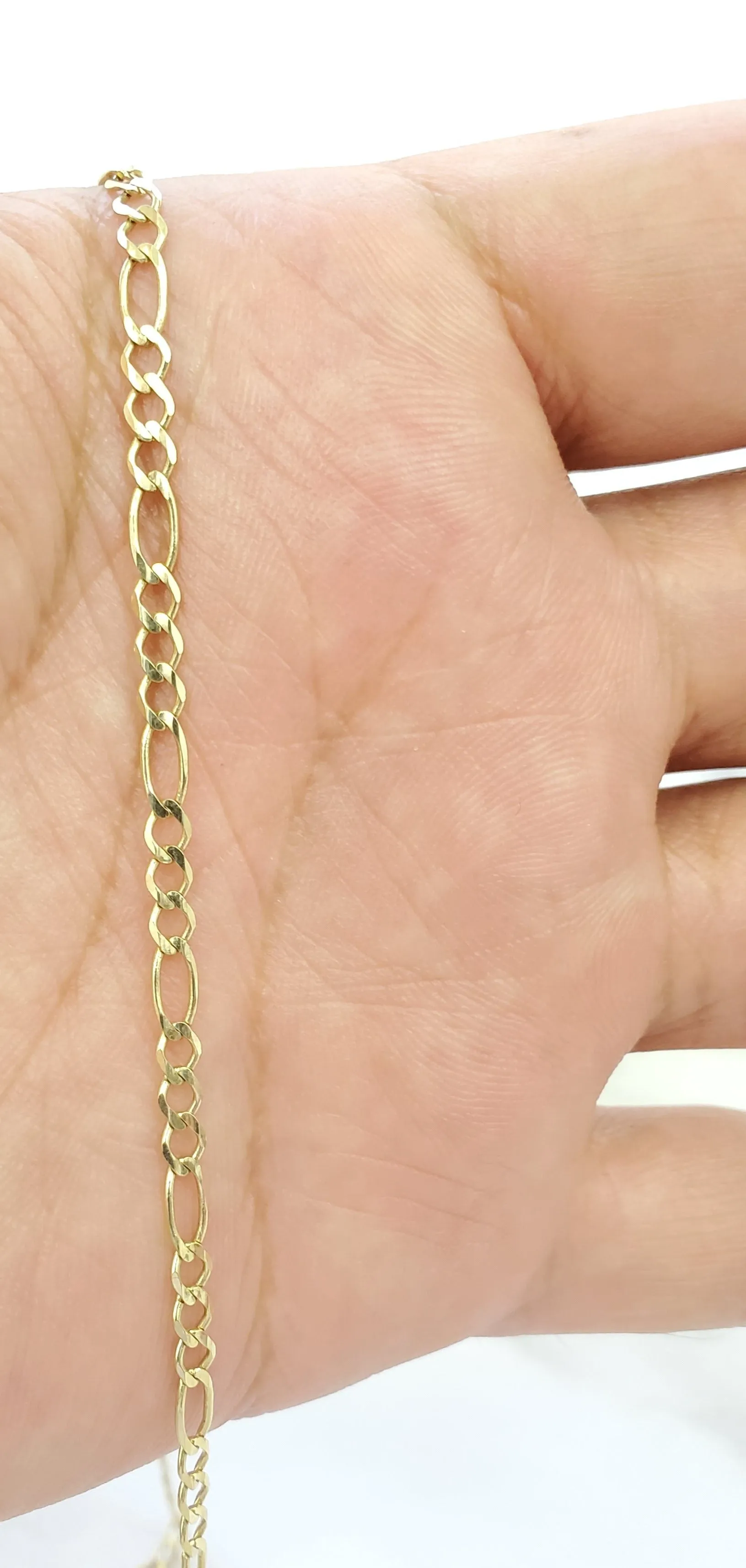 14K Solid Yellow Gold Figaro Bracelet For Men/ Women - Gifts For Him/ her