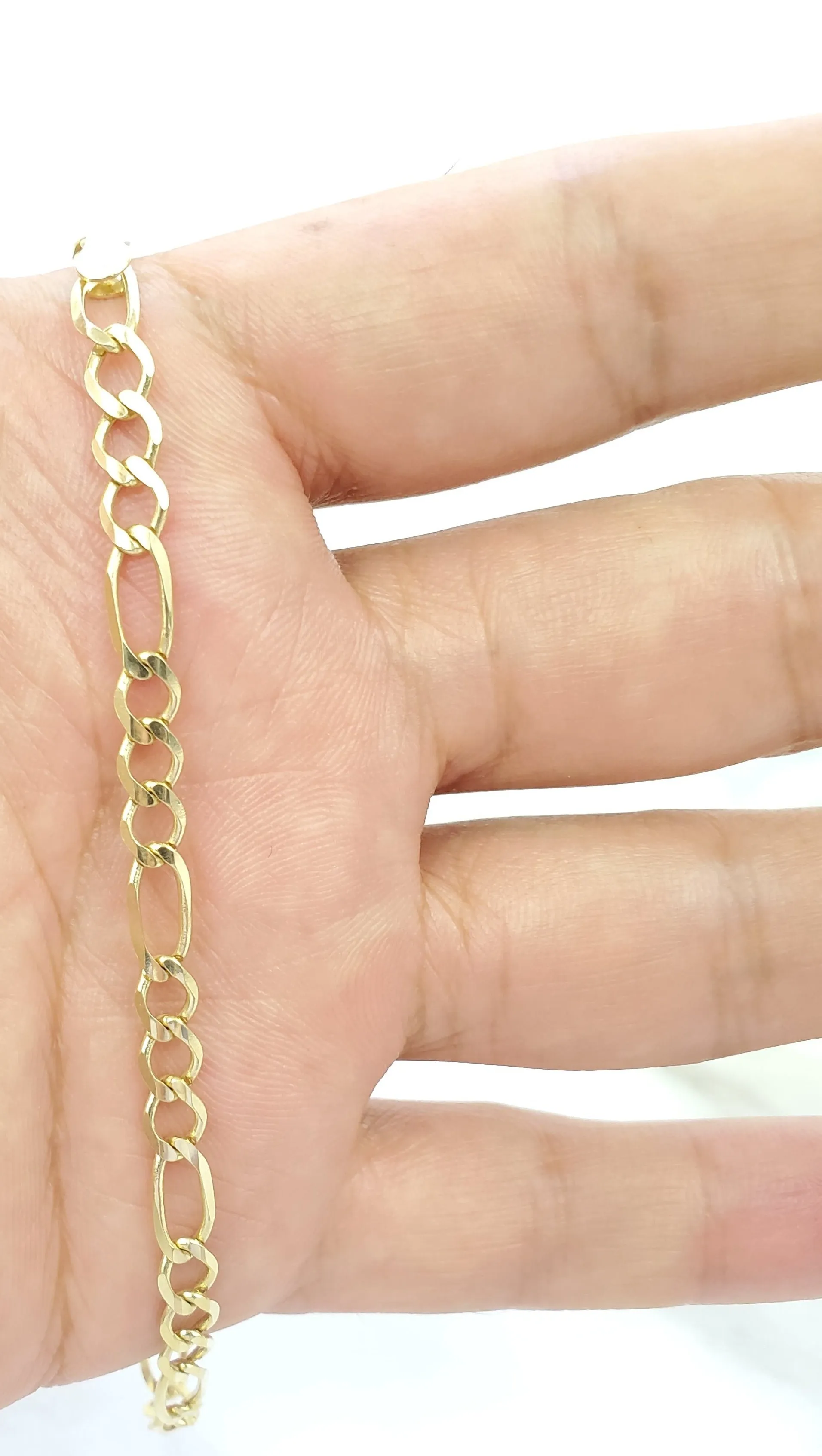 14K Solid Yellow Gold Figaro Bracelet For Men/ Women - Gifts For Him/ her