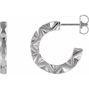 14K White Geometric Hoop Earrings