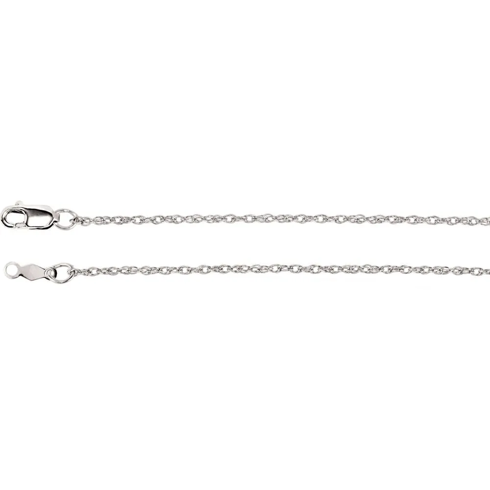 14k White Gold 1.25mm Rope 18" Chain