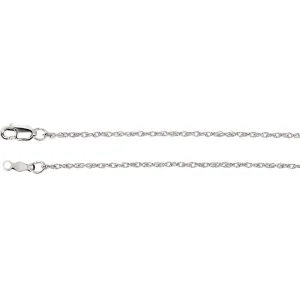 14k White Gold 1.25mm Rope 18" Chain