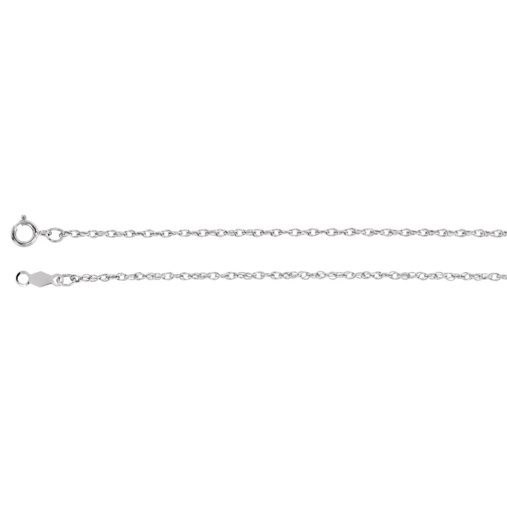 14k White Gold 1.25mm Rope 20" Chain