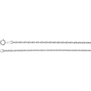 14k White Gold 1.5mm Rope 18" Chain