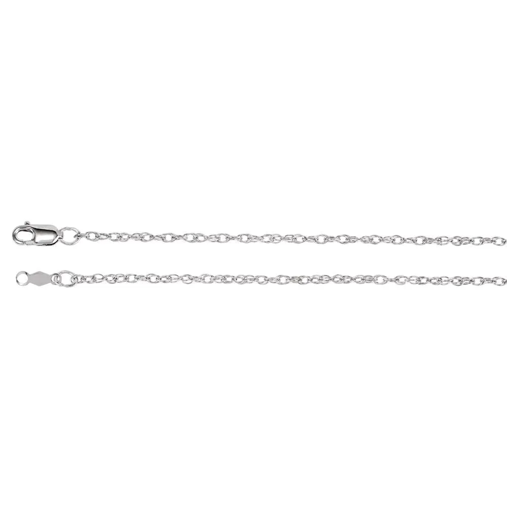 14k White Gold 1.5mm Rope 20" Chain