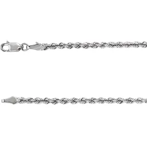 14k White Gold 3mm Rope 20" Chain