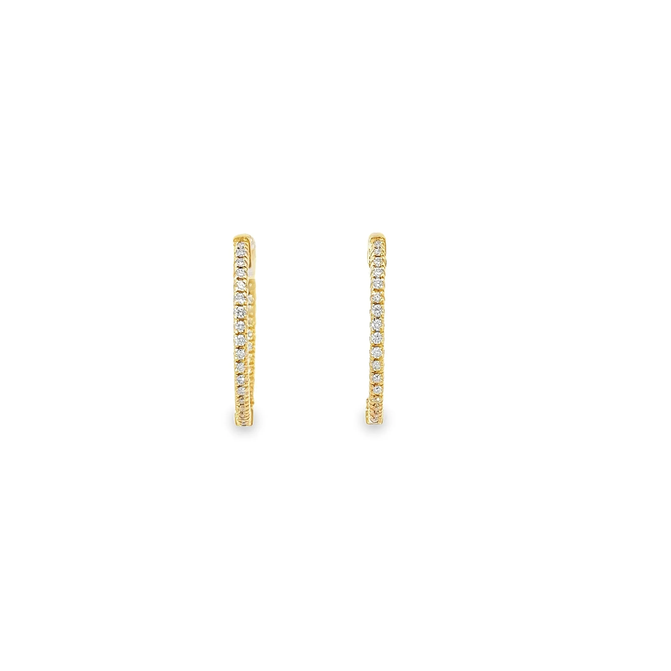 14k White Gold .65ct G VS2 Round Diamond Inside-outside hoop earrings