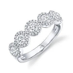 14K White Gold Round   Halo Diamond Medium Band