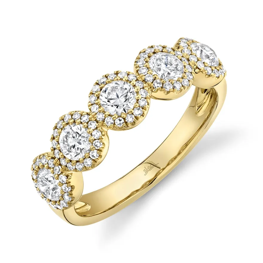 14K White Gold Round   Halo Diamond Medium Band