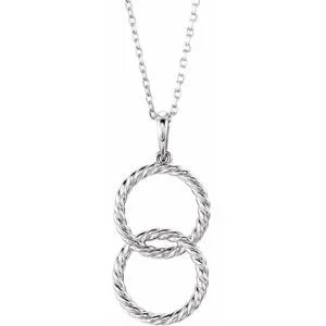 14K White Interlocking Circle 16-18" Necklace