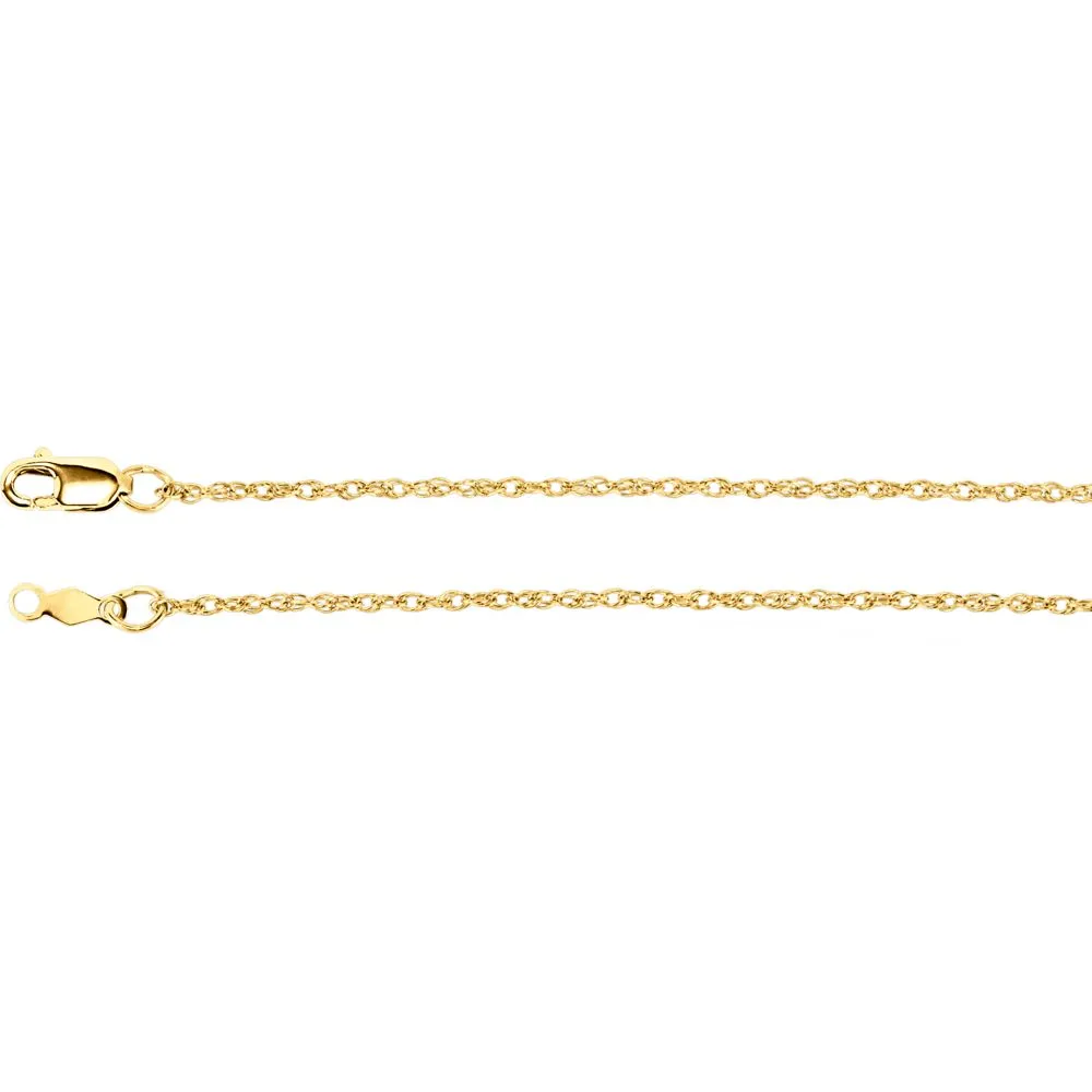 14k Yellow Gold 1.25mm Rope 24" Chain