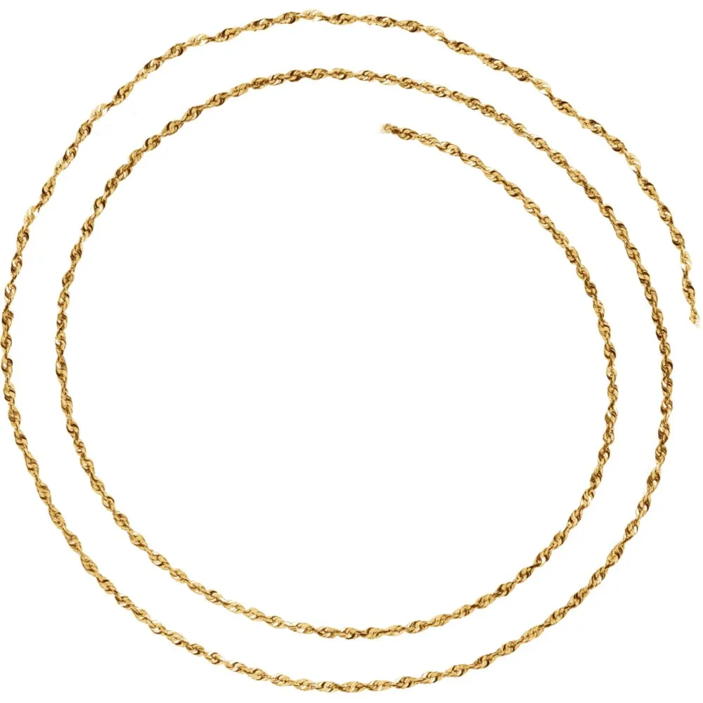 14k Yellow Gold 1.3mm Diamond Cut Rope 16" Chain