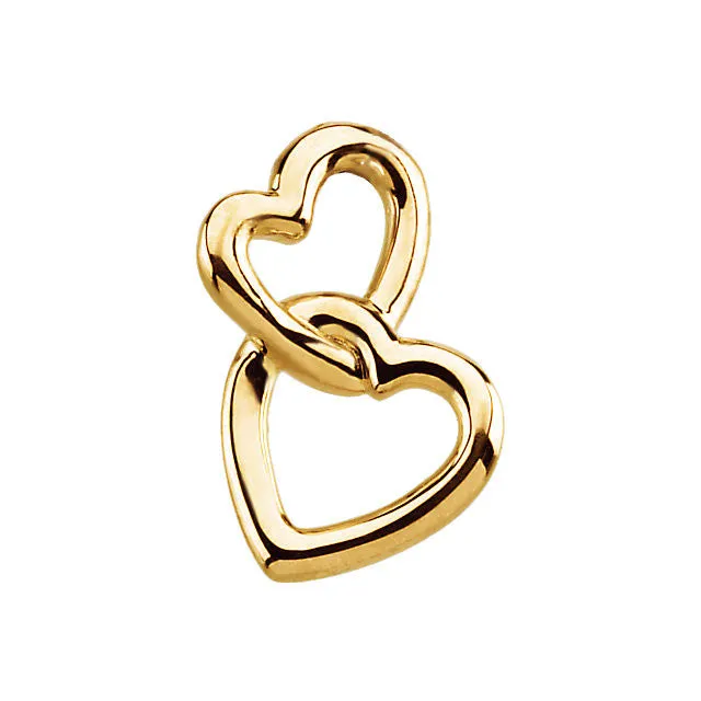 14k Yellow Gold Double Heart Pendant