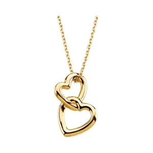 14k Yellow Gold Double Heart Pendant