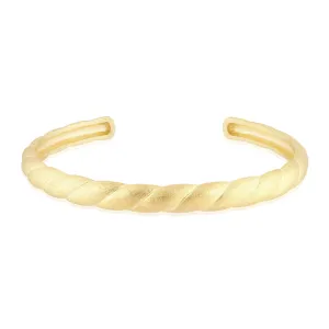 14K Yellow Gold Overlay Matte Twisted Cuff
