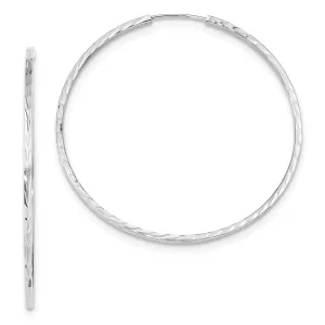 14KT White Gold 50X1.35MM Diamond-cut Endless Hoop Earrings