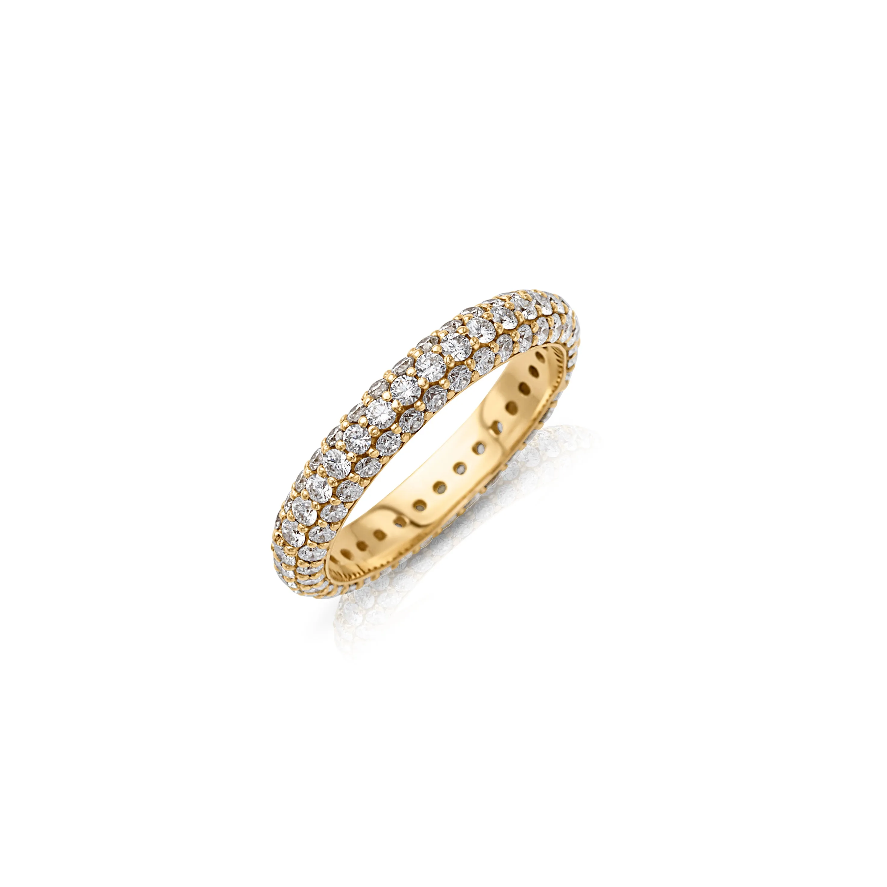 14KY 3 Row Diamond Pave Band