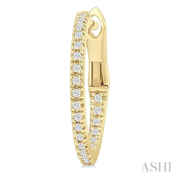 1/6 ctw Inside & Outside Round Cut Diamond Hoop Earring in 14K Yellow Gold