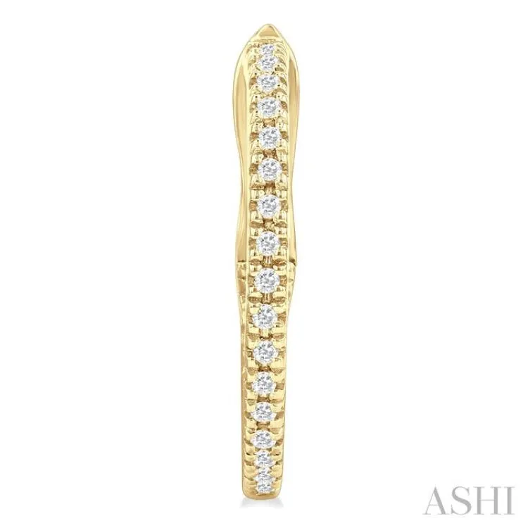 1/6 ctw Inside & Outside Round Cut Diamond Hoop Earring in 14K Yellow Gold