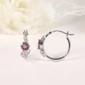 18K White & Yellow Gold Plated 925 Sterling Silver 6mm Lab Alexandrite Hoop Earrings