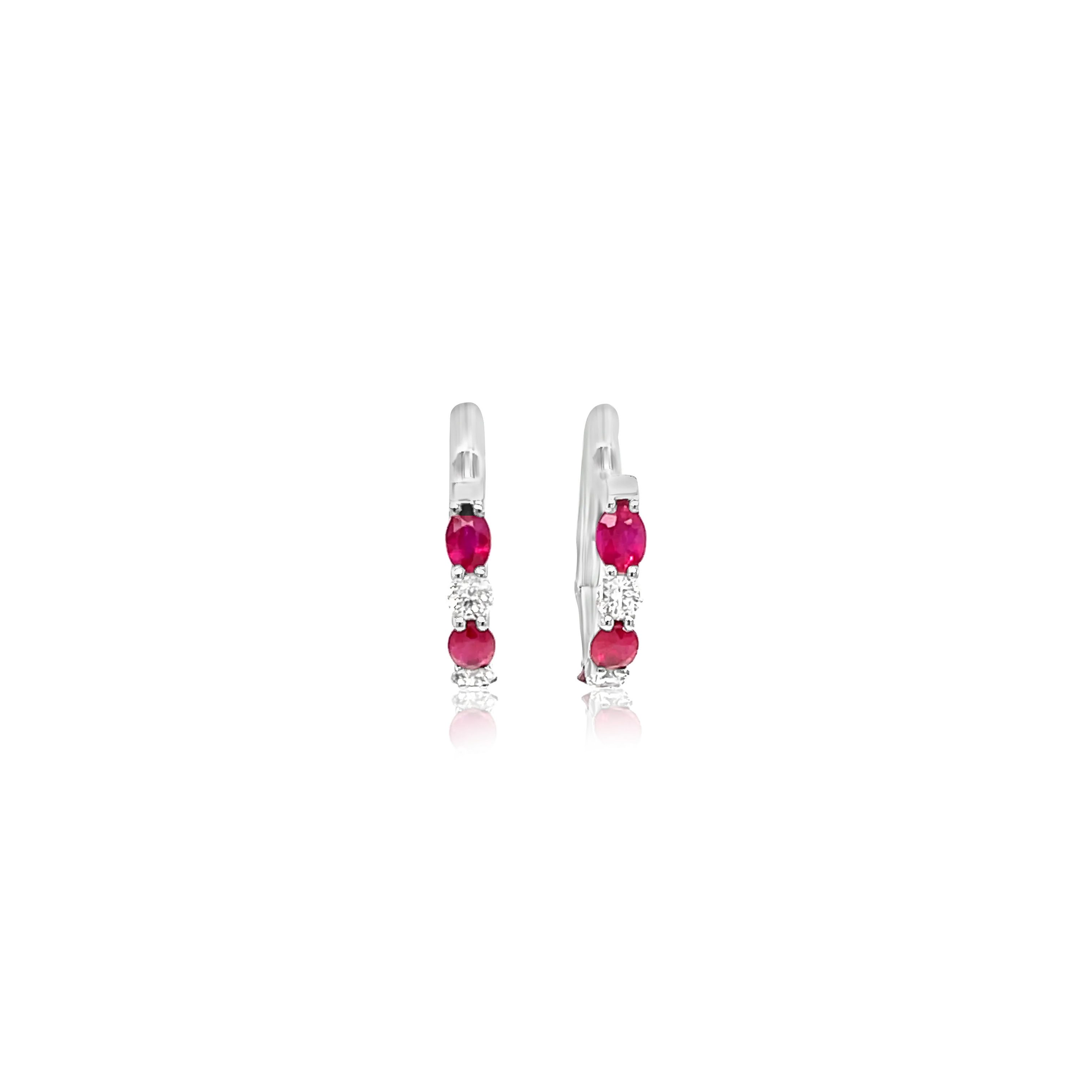 18K White Gold Ruby & Diamond Hoop Earrings (1.13ctw)
