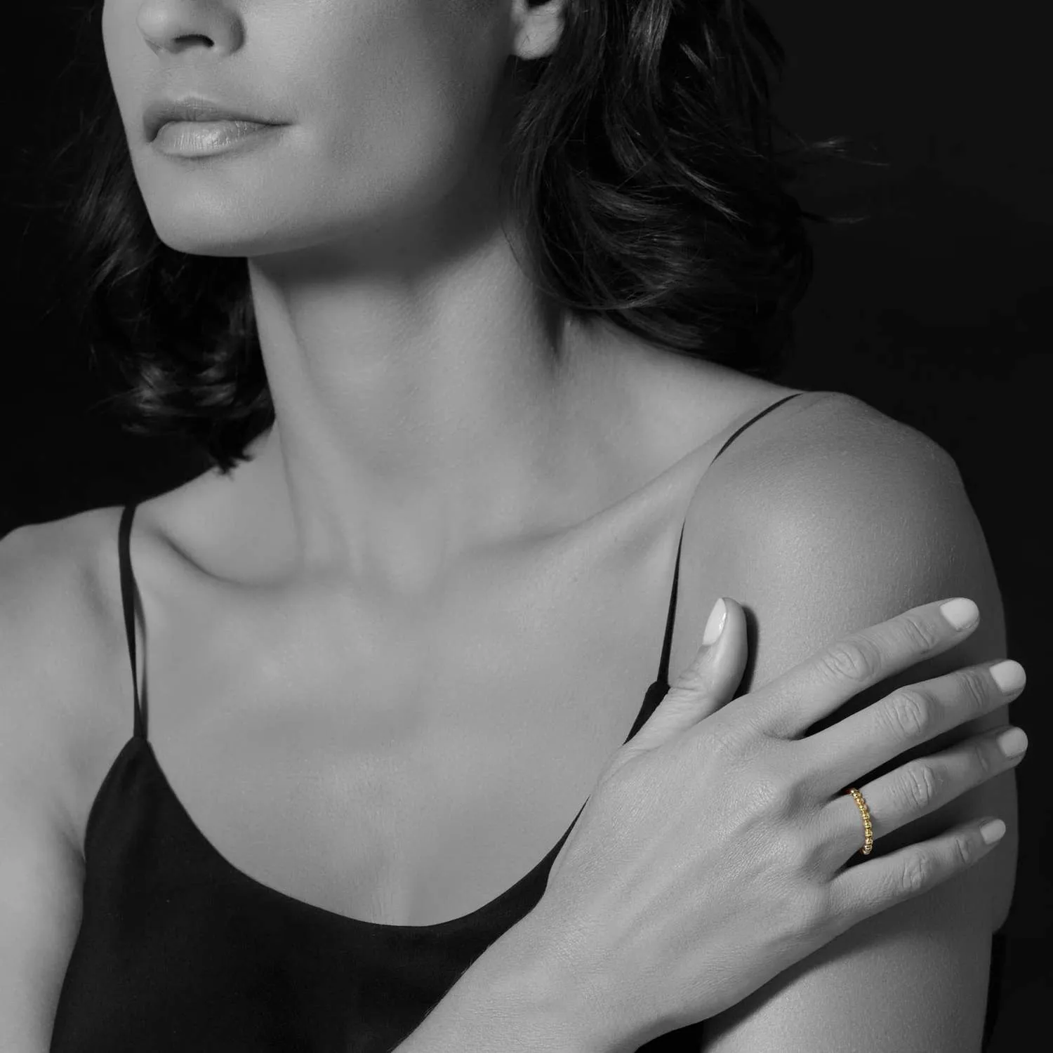 18k Yellow Gold Caviar Stacking Ring -03-10182-7