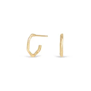 18kt Hand Carved Small Link Hoops