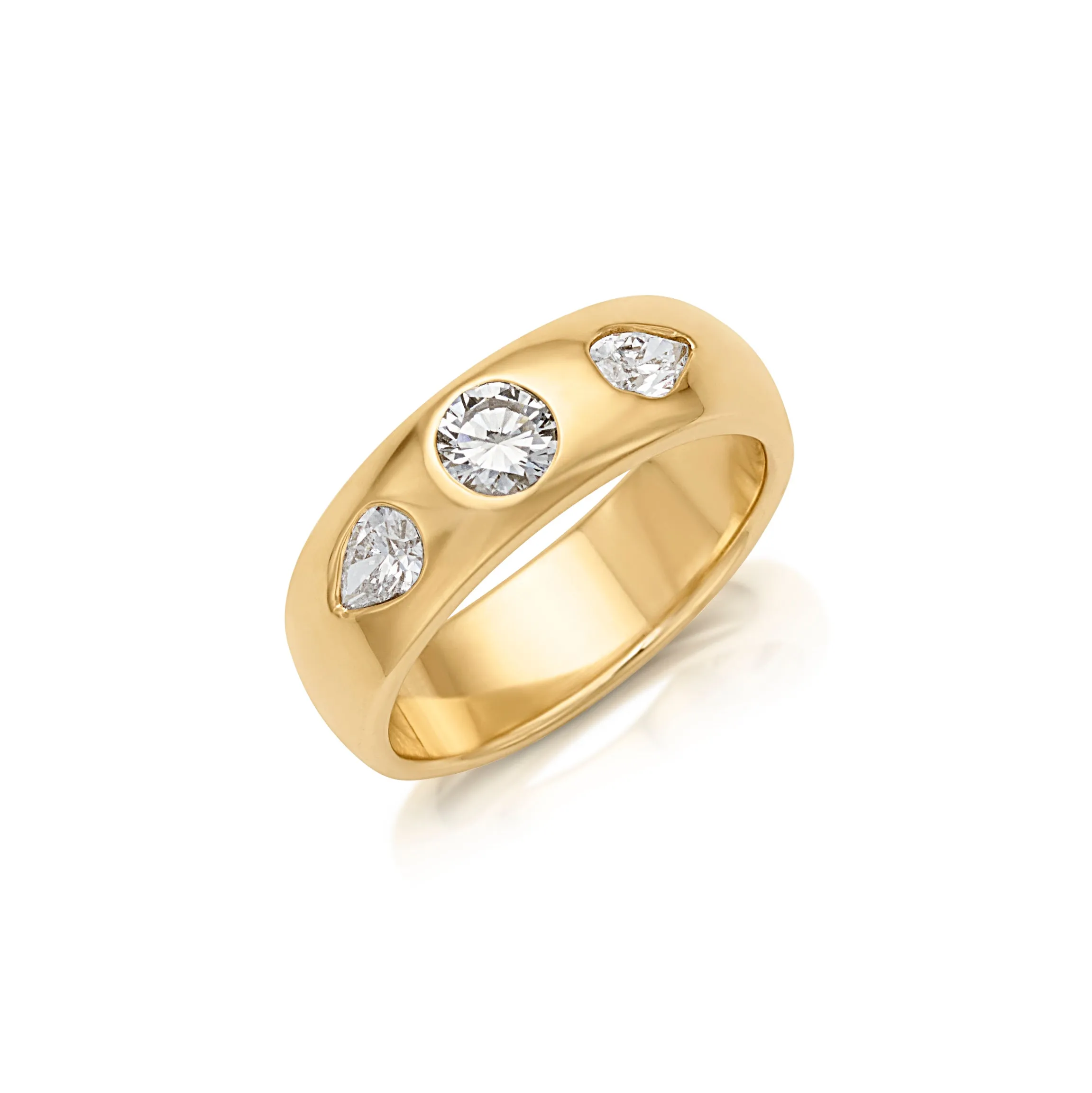 18KY 3 Stone Band