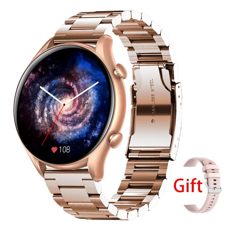 2022 New Bluetooth Call Smart Watch Women Full Touch Sport Fitness Watches Waterproof Heart Rate Steel Band Men Smartwatch  Box