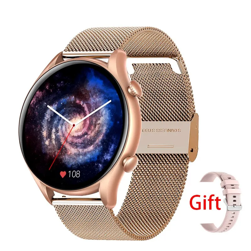 2022 New Bluetooth Call Smart Watch Women Full Touch Sport Fitness Watches Waterproof Heart Rate Steel Band Men Smartwatch  Box