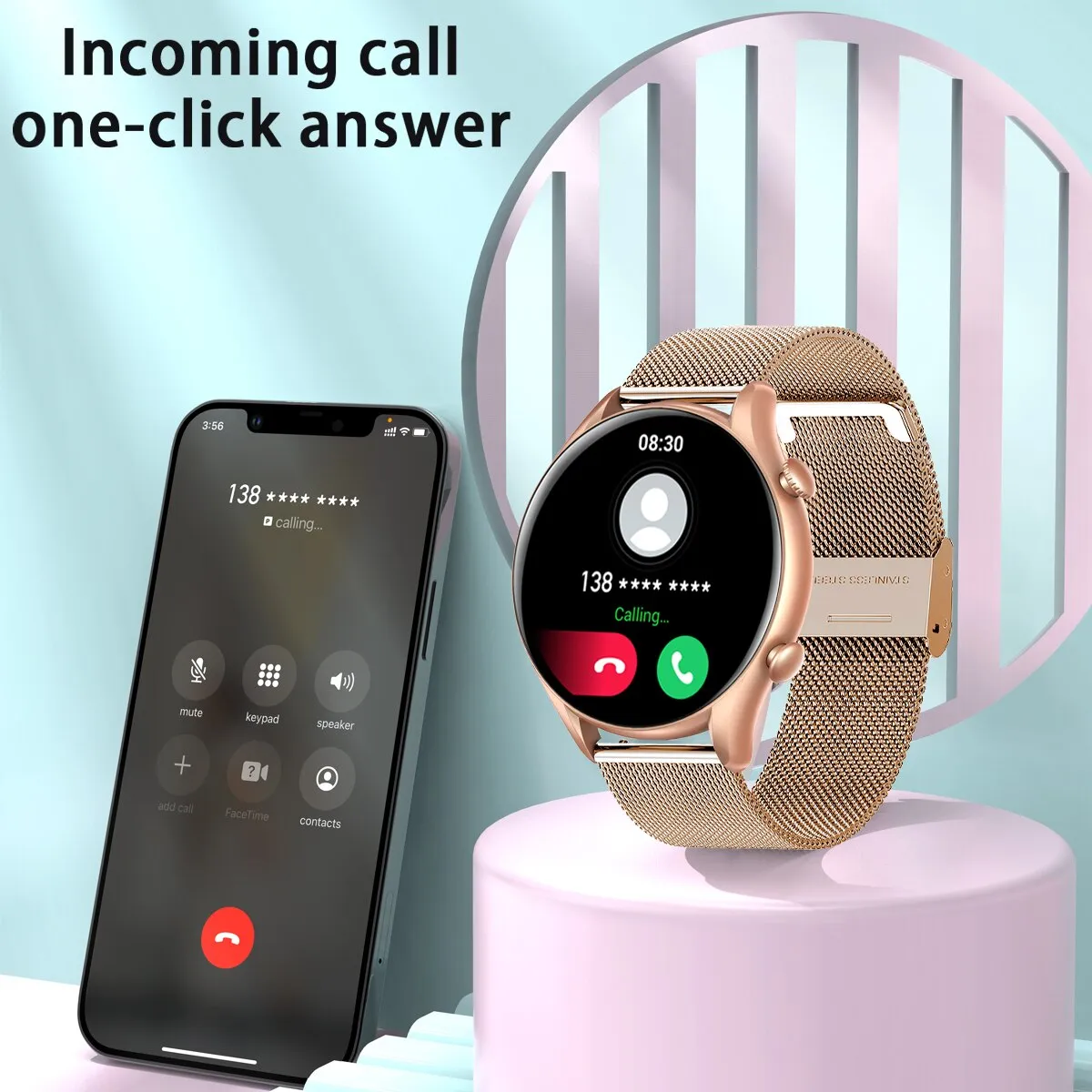 2022 New Bluetooth Call Smart Watch Women Full Touch Sport Fitness Watches Waterproof Heart Rate Steel Band Men Smartwatch  Box
