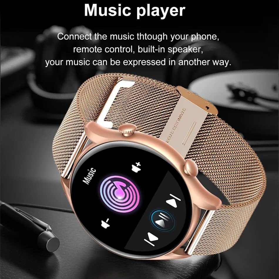 2022 New Bluetooth Call Smart Watch Women Full Touch Sport Fitness Watches Waterproof Heart Rate Steel Band Men Smartwatch  Box