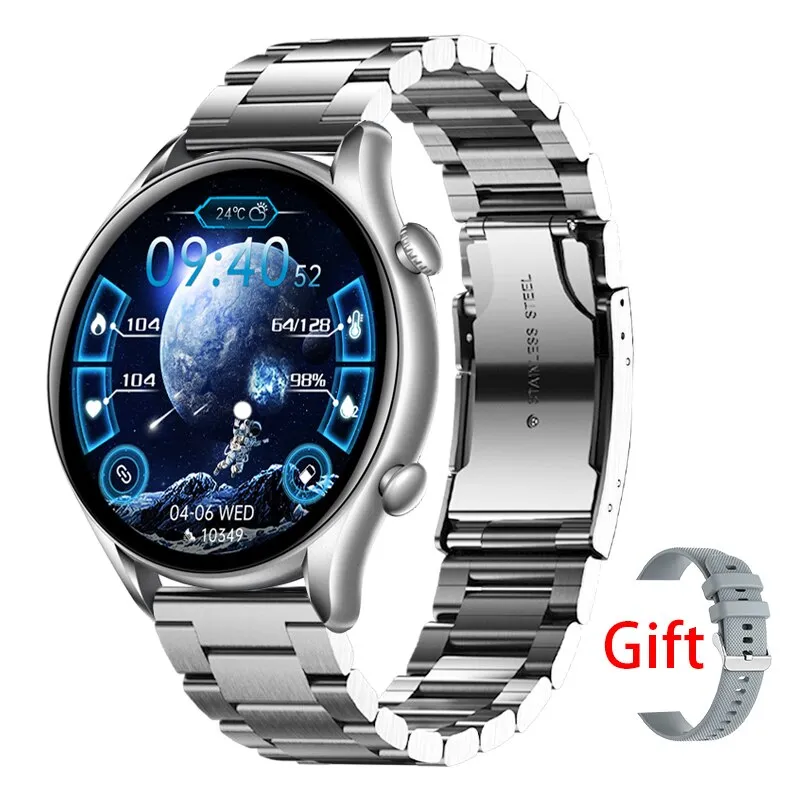 2022 New Bluetooth Call Smart Watch Women Full Touch Sport Fitness Watches Waterproof Heart Rate Steel Band Men Smartwatch  Box